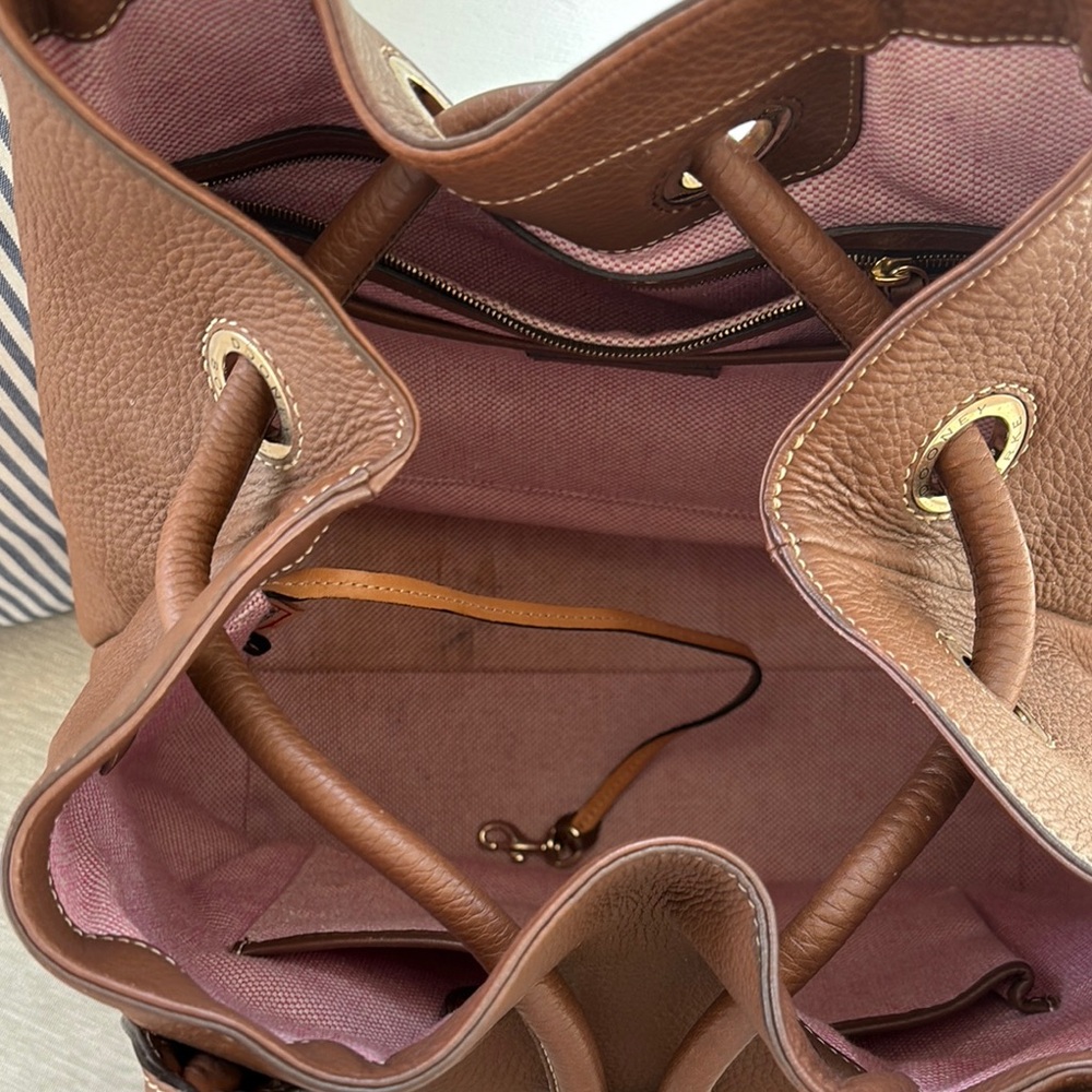 Dooney & Bourke Brown Leather Shoulder Bag with Tassel Details - Picture 5 of 7